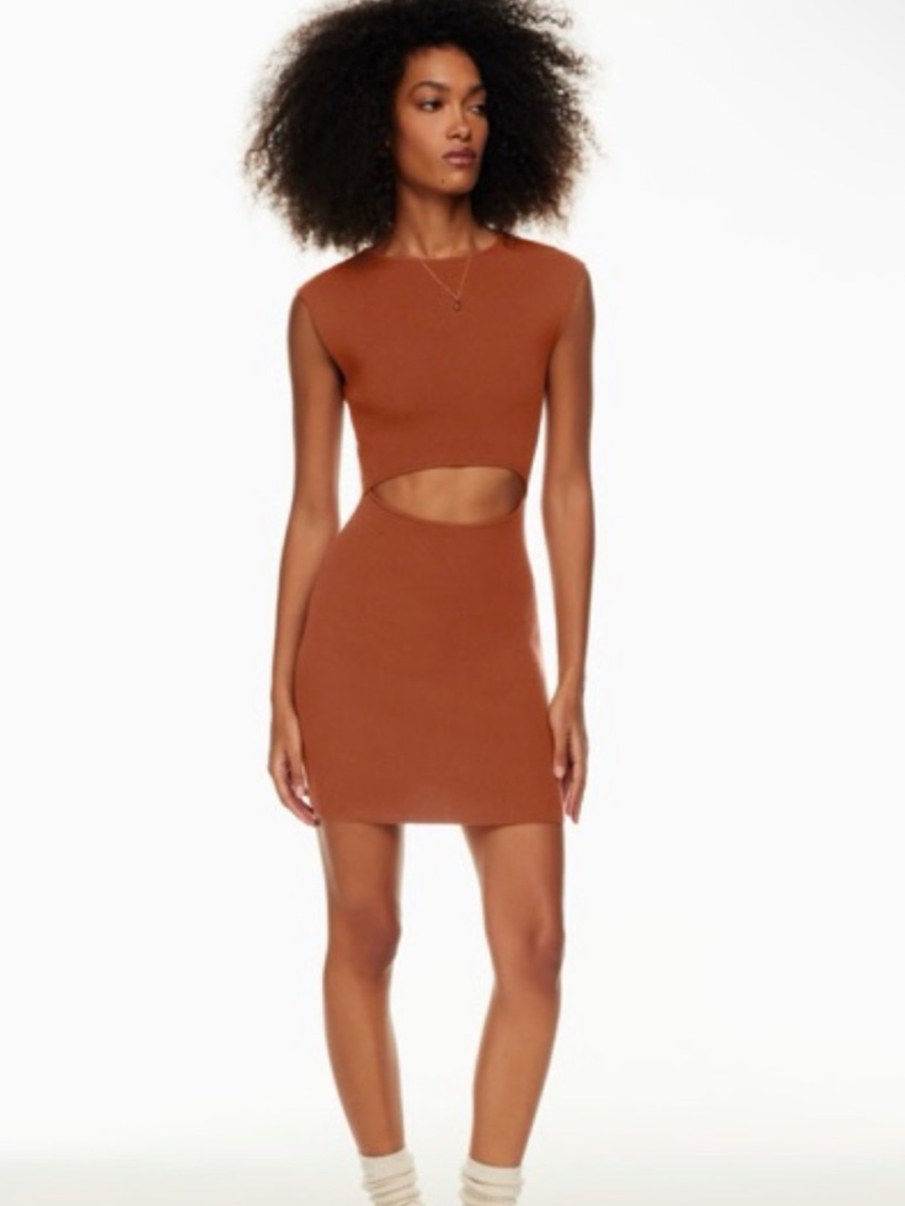 Wilfred by Aritzia Rib Knit Cutout Midi Dress